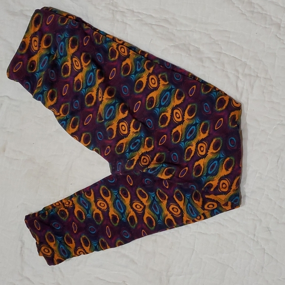LuLaRoe Peacock Feather Leggings OS - Picture 3 of 3